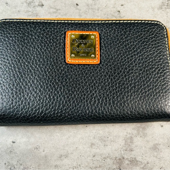 Dooney & Bourke Handbags - Dooney & Bourke Black Pebble Grain Large Zip Around Wallet